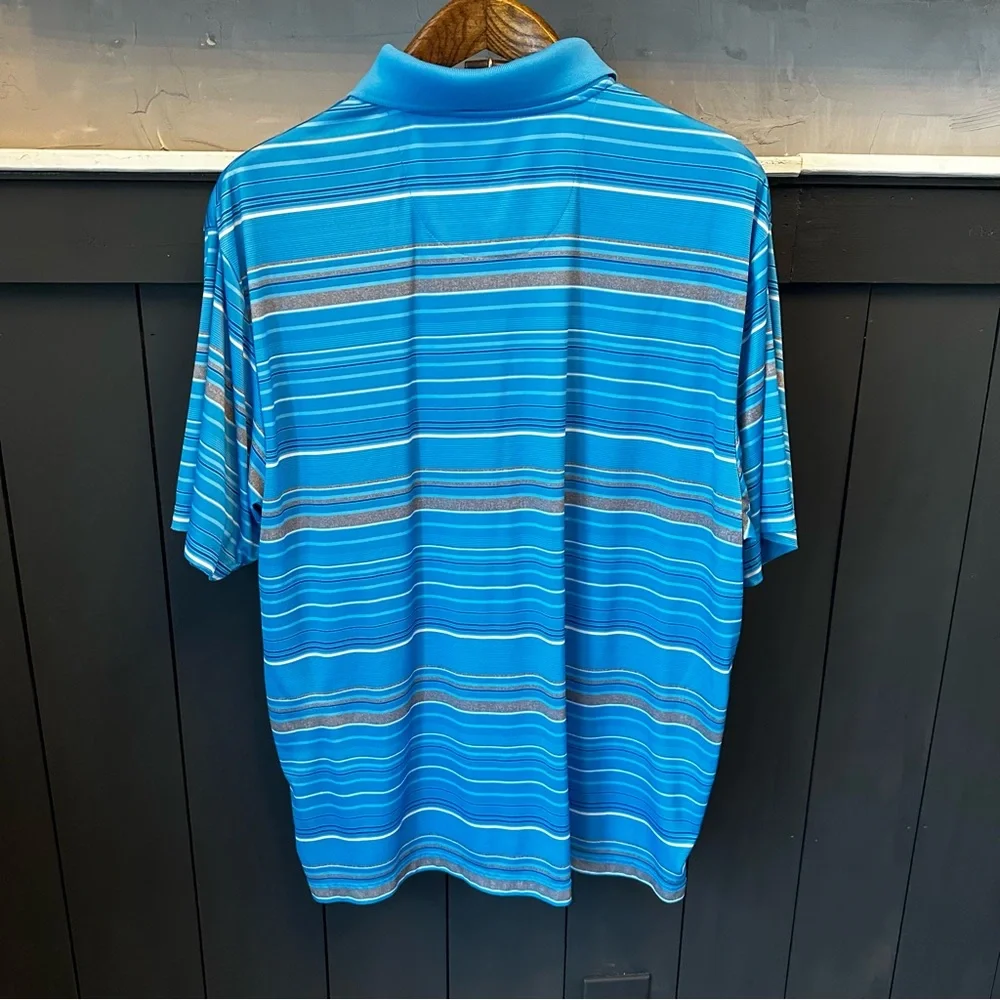 Ben Hogan Men's Blue Stacked Stripe Short Sleeve Golf Polo Shirt Size 2XL‎